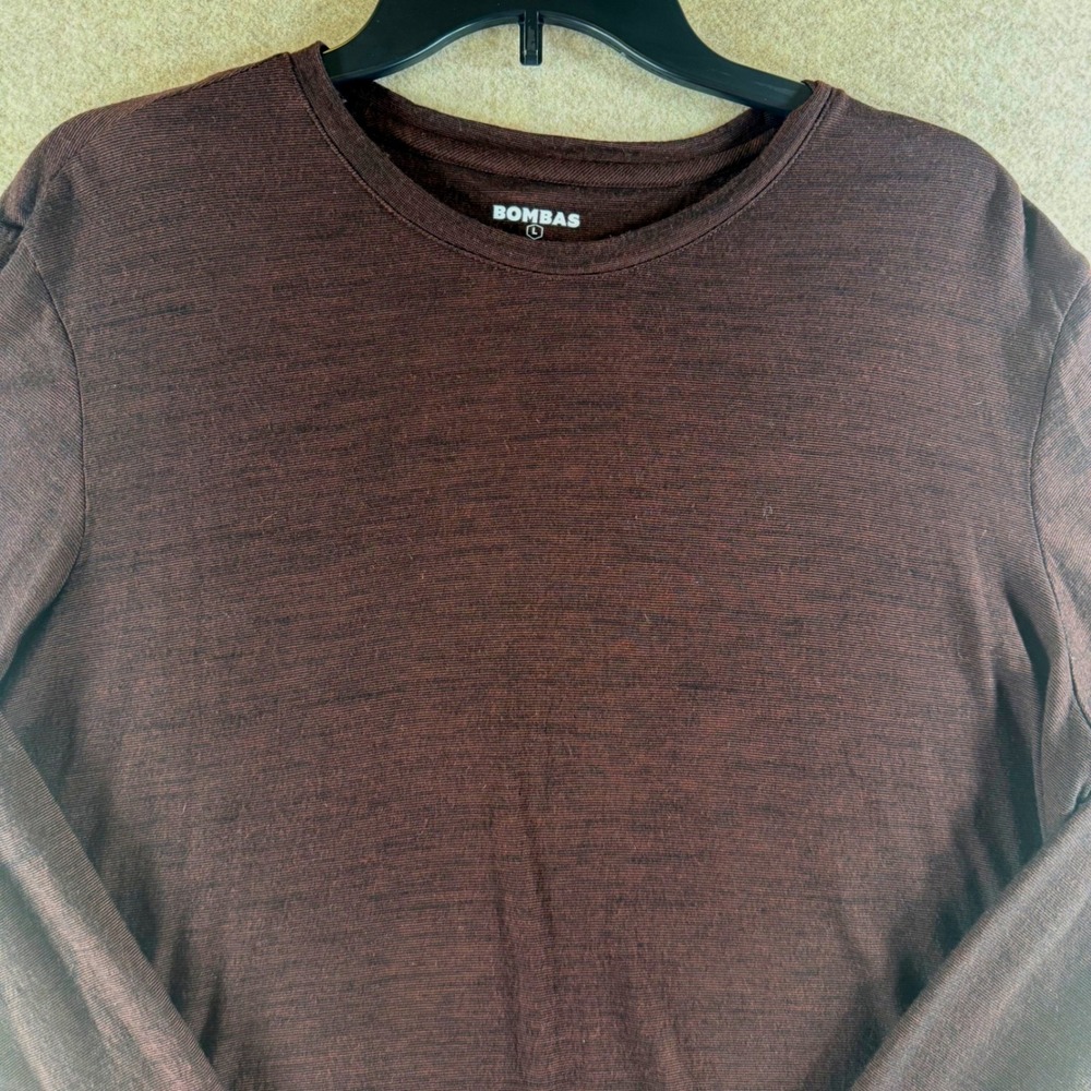Bombas LS Tee L Brown Merino Wool Tencel Blend Crewneck A-E-M-203L26-STRI-01P